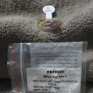 Gold Plated Ring with Lab Created Amethyst Ice Crystal